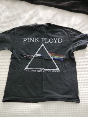 Pink Floyd Black Tee with Prism Rainbow Graphic